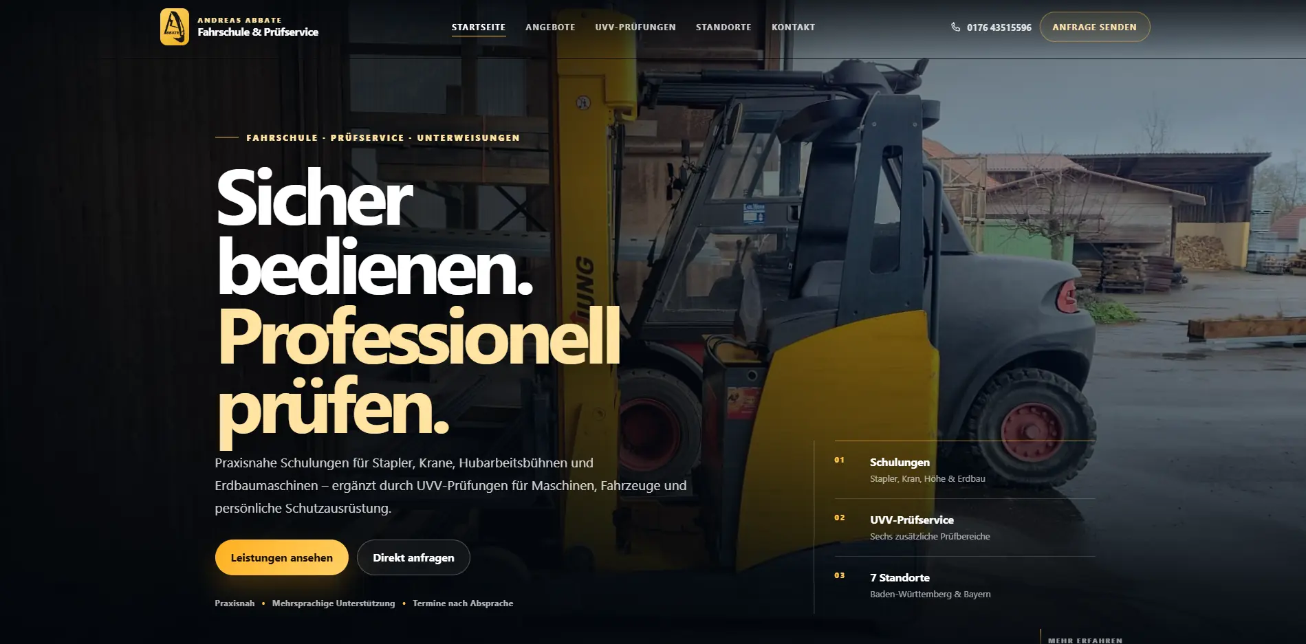 Website der Gabelstapler-Fahrschule Andreas