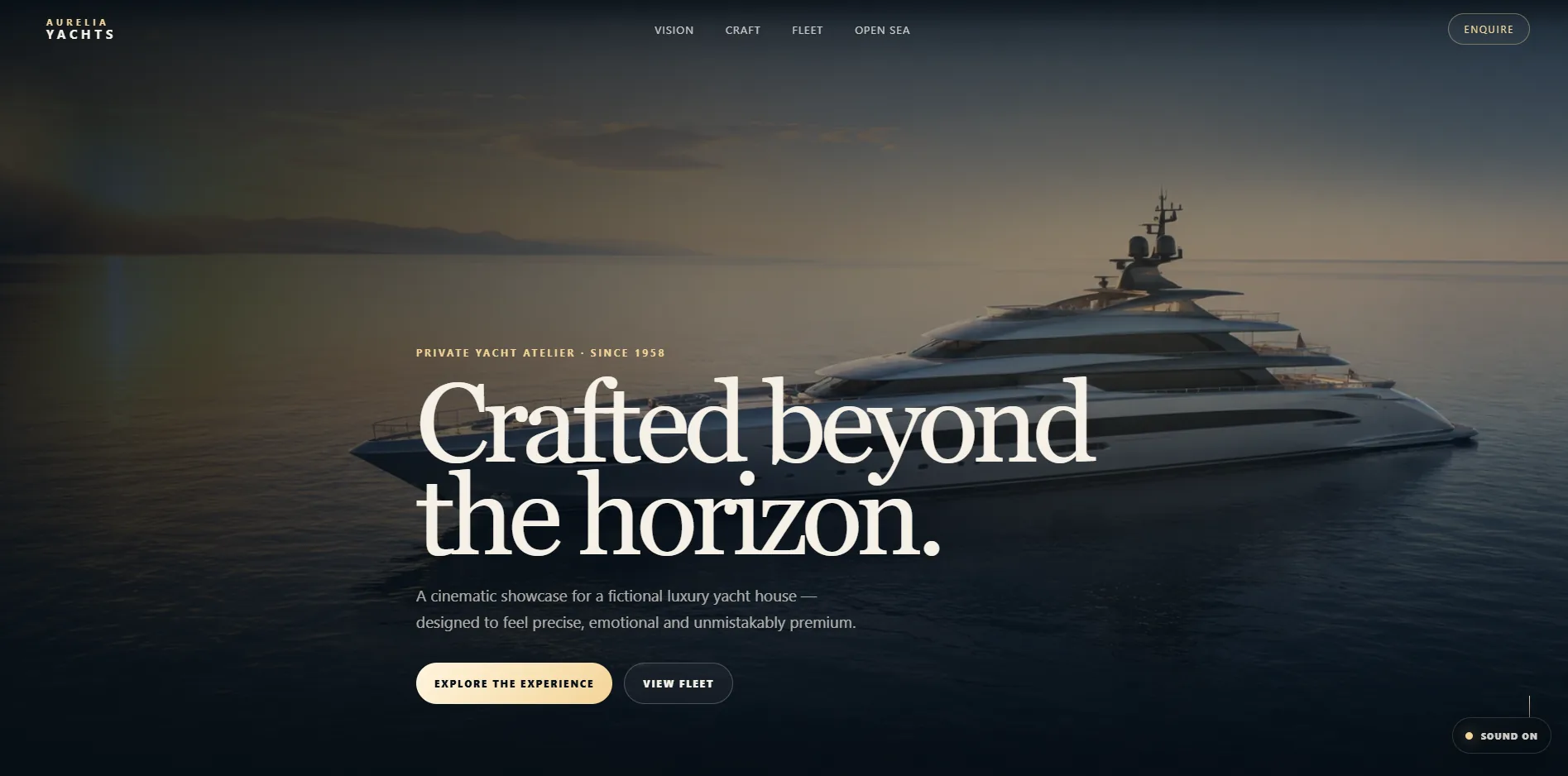 Aurelia Yachts Luxury Yacht Showcase und Website-Concept